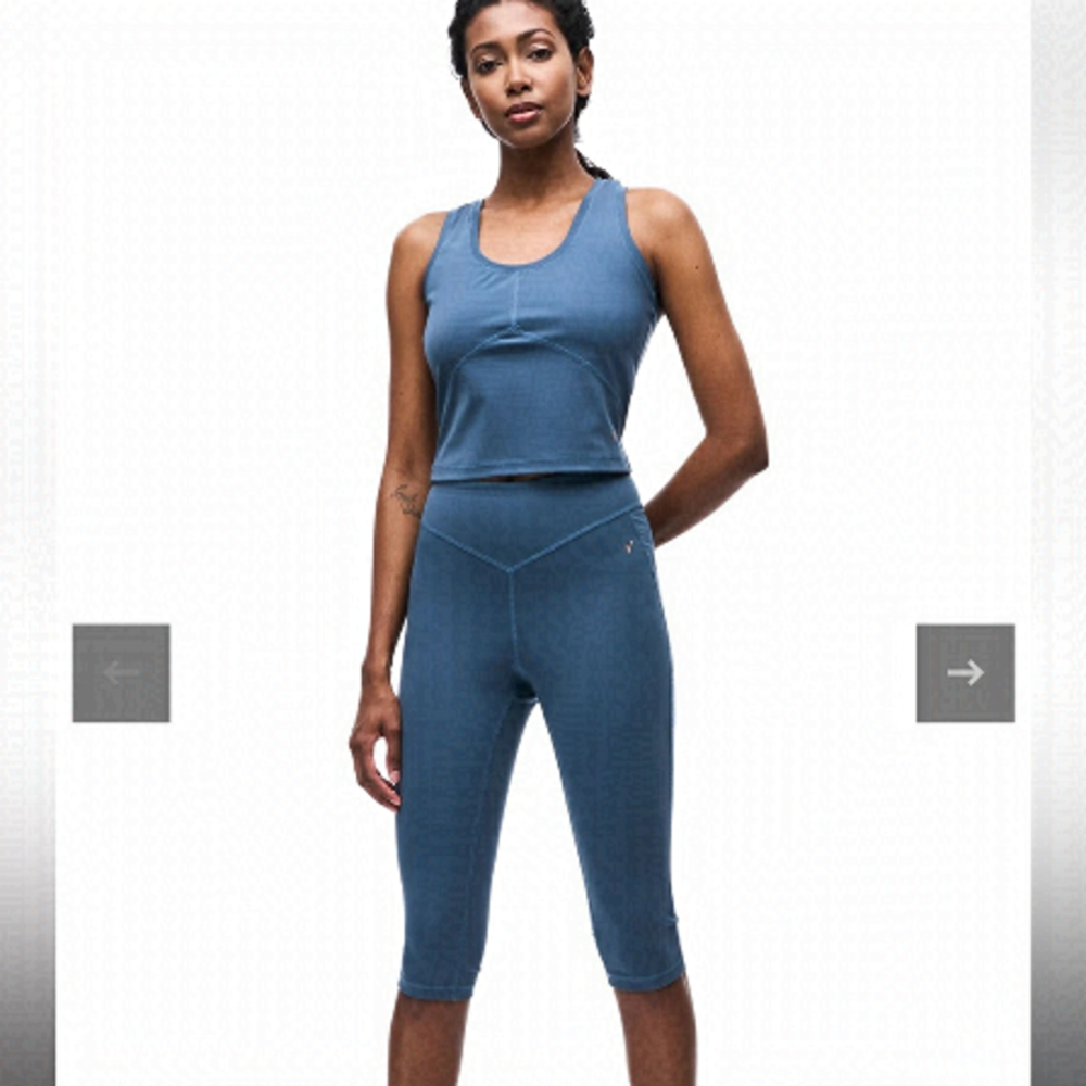 NWT Indyeva Cropped Peky V High Waist Spandex Leggings • Deep Sea • S Small